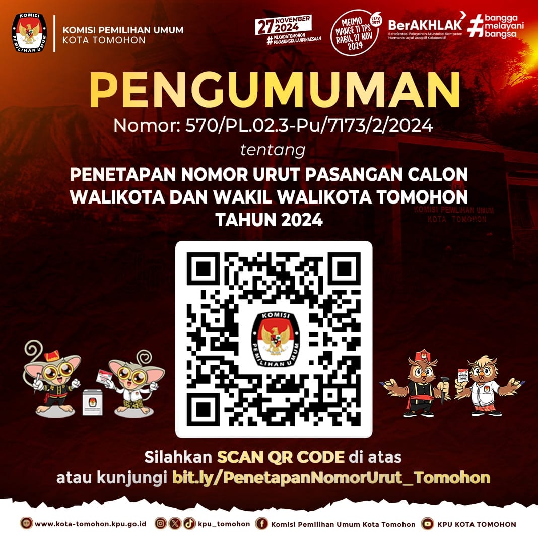 Pengumuman Penetapan Nomor Urut Pasangan Calon
