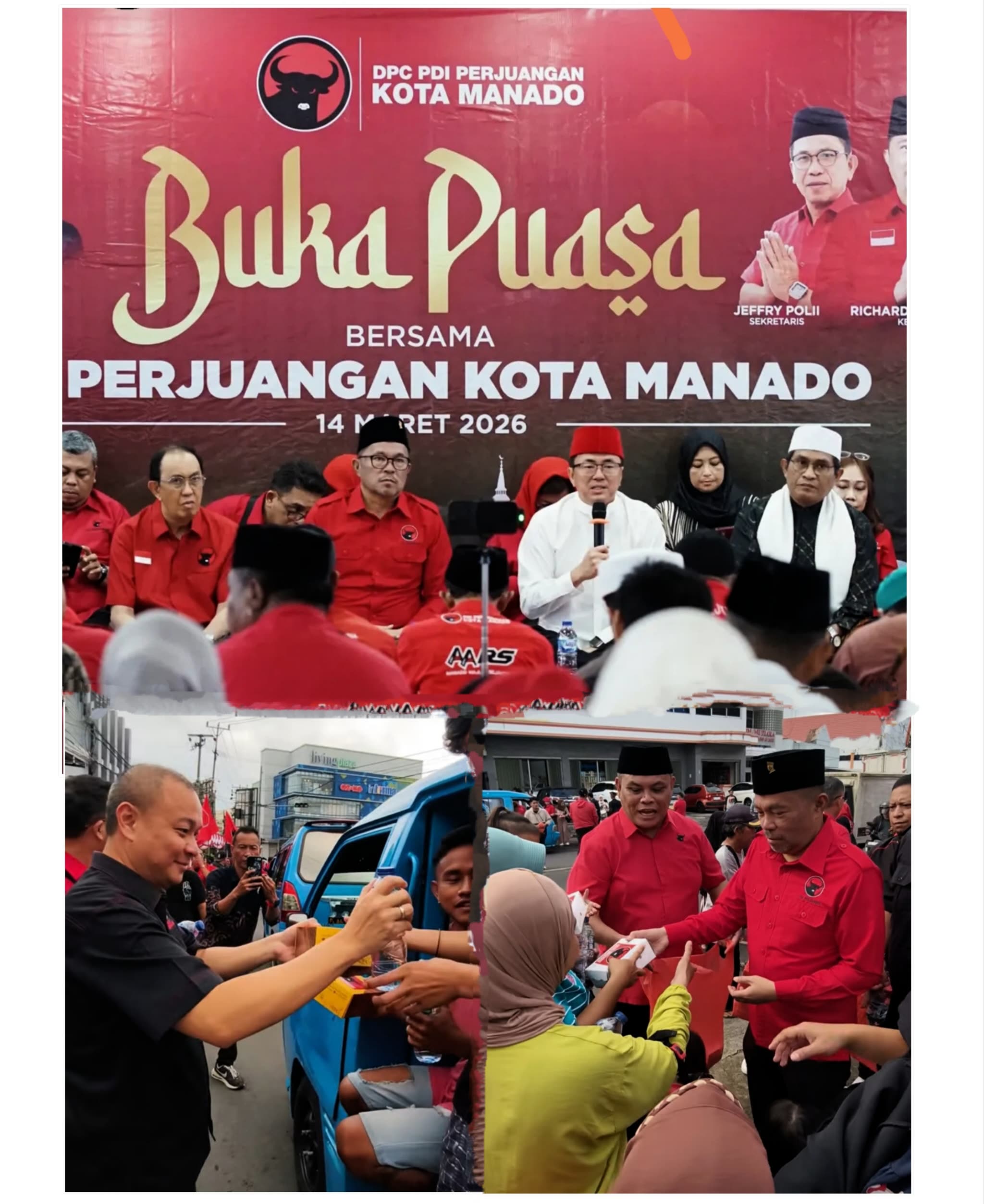 Paal II Dipenuhi Merah, Kader PDI Perjuangan Berbagi Takjil dan Berbuka Puasa di Jalan Ringroad GPI