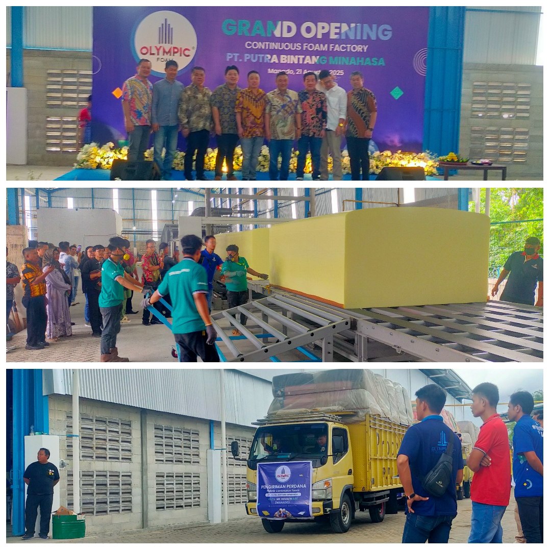 Olympic Group Hadirkan PT Putra Bintang Minahasa sebagai Pabrik Countiuous Foam, Kirim Produksi Perdana 