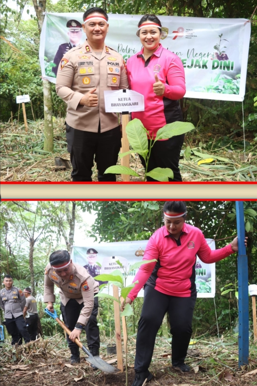 Serentak Hijaukan Indonesia, Polres Tomohon Tanam Pohon