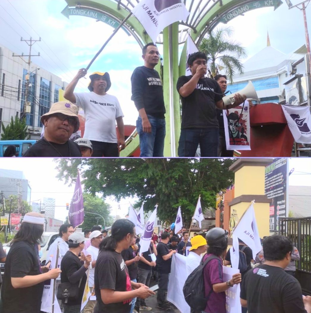 AJI Manado Turun Jalan dan Serukan Tuntutan, Momen Hari Kemerdekaan Pers Sedunia 2023 Diperingati