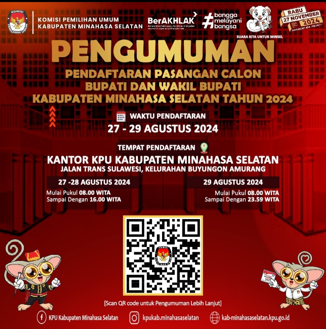 KPU Minsel Umumkan Jadwal Daftar Paslon Pilkada 2024