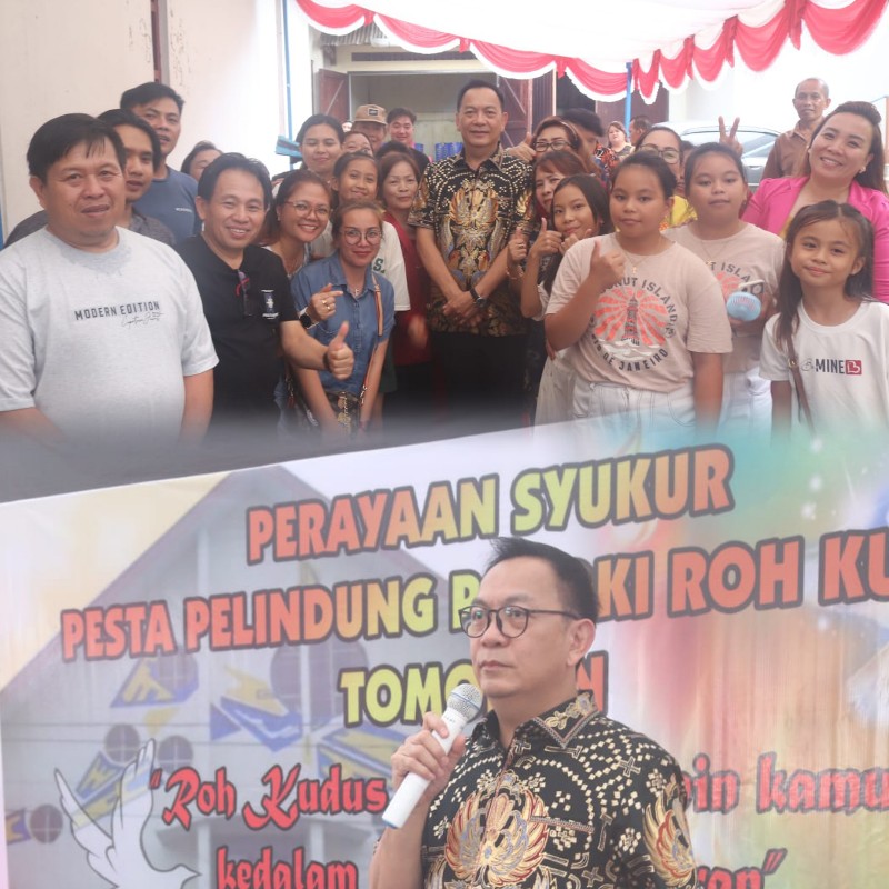 Walikota Tomohon Hadiri Ibadah Perayaan Syukur Pesta Pelindung Paroki Roh Kudus Tomohon