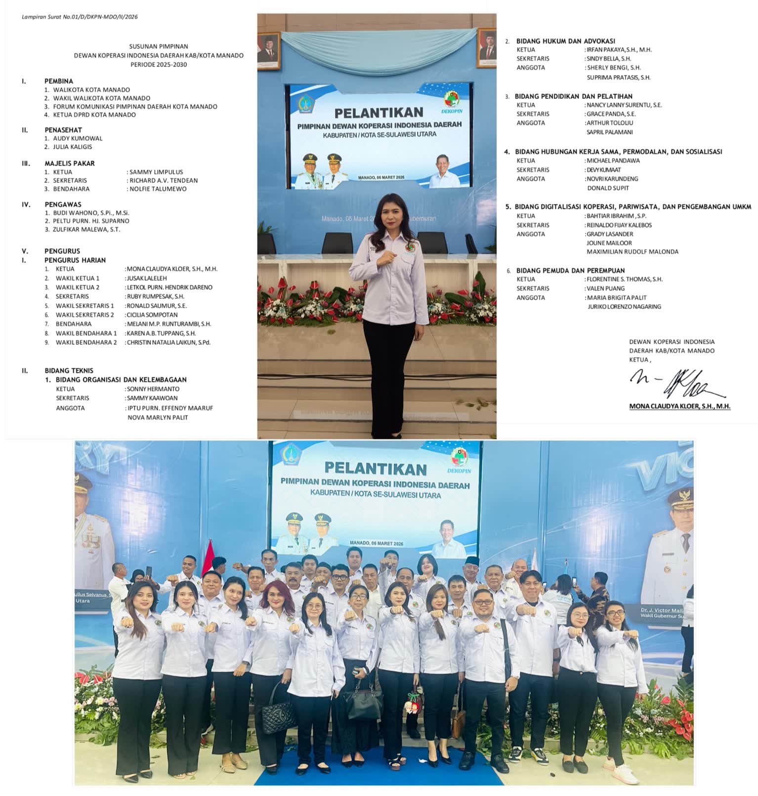 Dekopinda Manado Resmi Dilantik Disaksikan Gubernur, Program Strategis Koperasi Bakal Dikawal