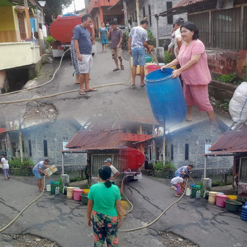 Cover Perbaikan Jaringan PDAM, Keluarga Caroll Senduk Karundeng Bantu Suplai Air Bersih di Tinoor