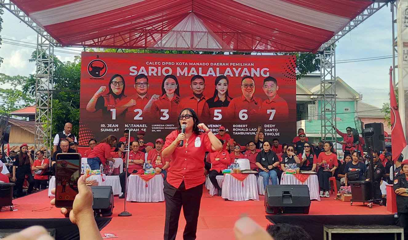 Pendukung Jean Sumilat Tampil Kreatif di Kampanye PDI Perjuangan Dapil Sario-Malalayang 