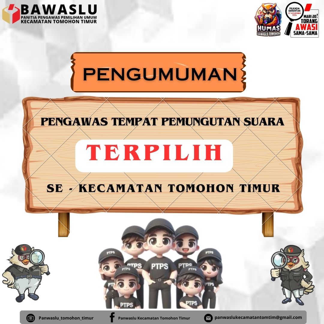 Panwaslu Tomohon Timur Umumkan Hasil PTPS Terpilih