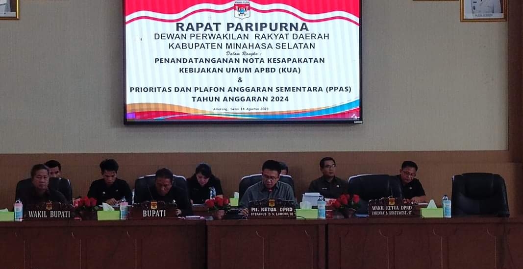DPRD Minsel Gelar Rapat Paripurna Penandatangan KUA - PPAS Tahun 2024