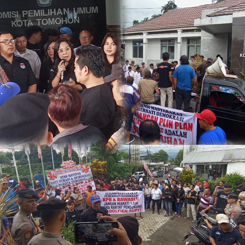 Anulir Caleg Terpilih, Masa AMPD Pertanyakan Kinerja KPU dan Bawaslu Tomohon