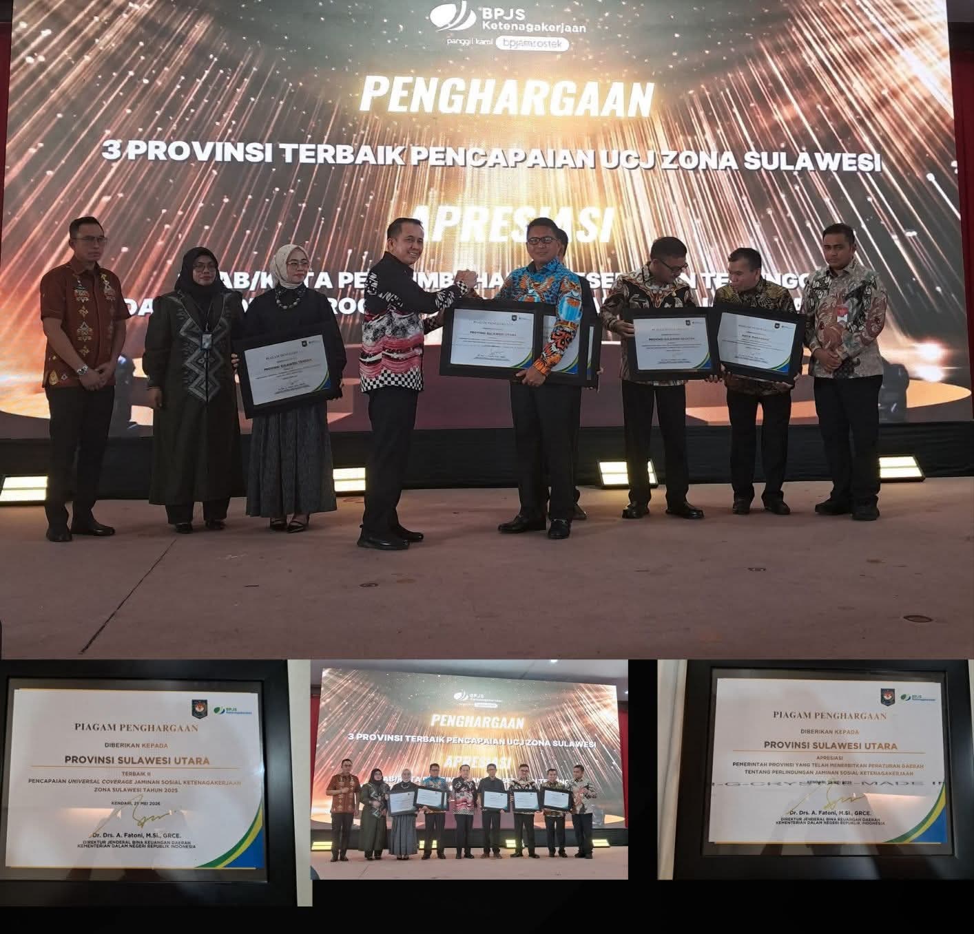 Pemprov Sulut Sabet Penghargaan Kemendagri dan BPJS Ketenagakerjaan