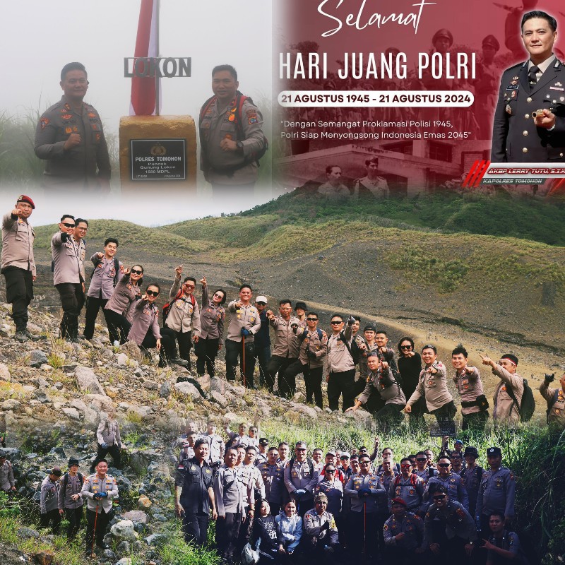 Maknai Hari Juang Polri, Polres Tomohon Pasang Prasasti di Puncak Gunung Lokon