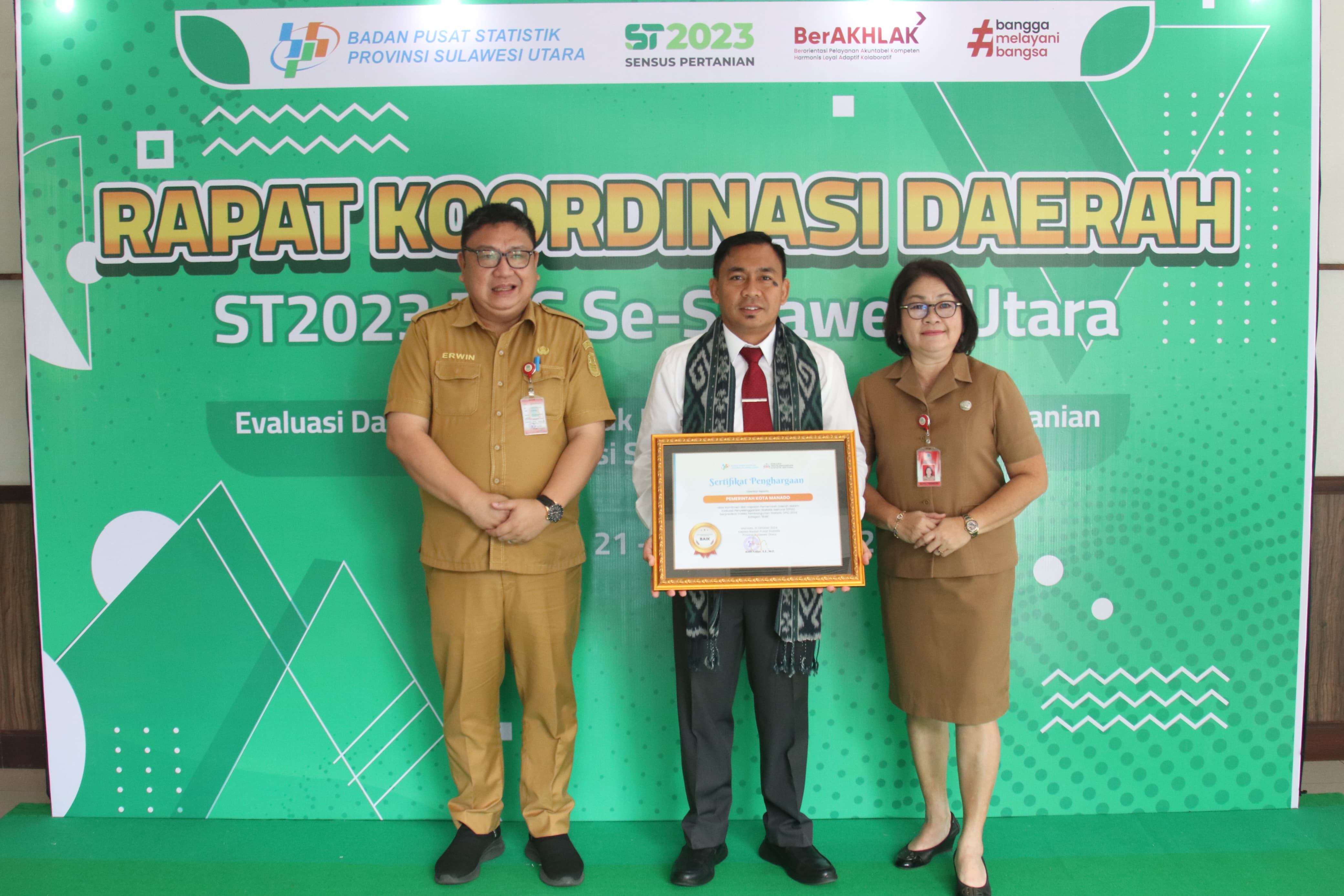 Kategori Baik, Pemkot Manado  Raih Anugerah Indeks Pembangunan Statisik 2024 