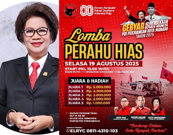 Besutan DPC PDIP Manado, Dondokambey : Lomba Perahu Hias Turut Semarakkan HUT RI ke-80