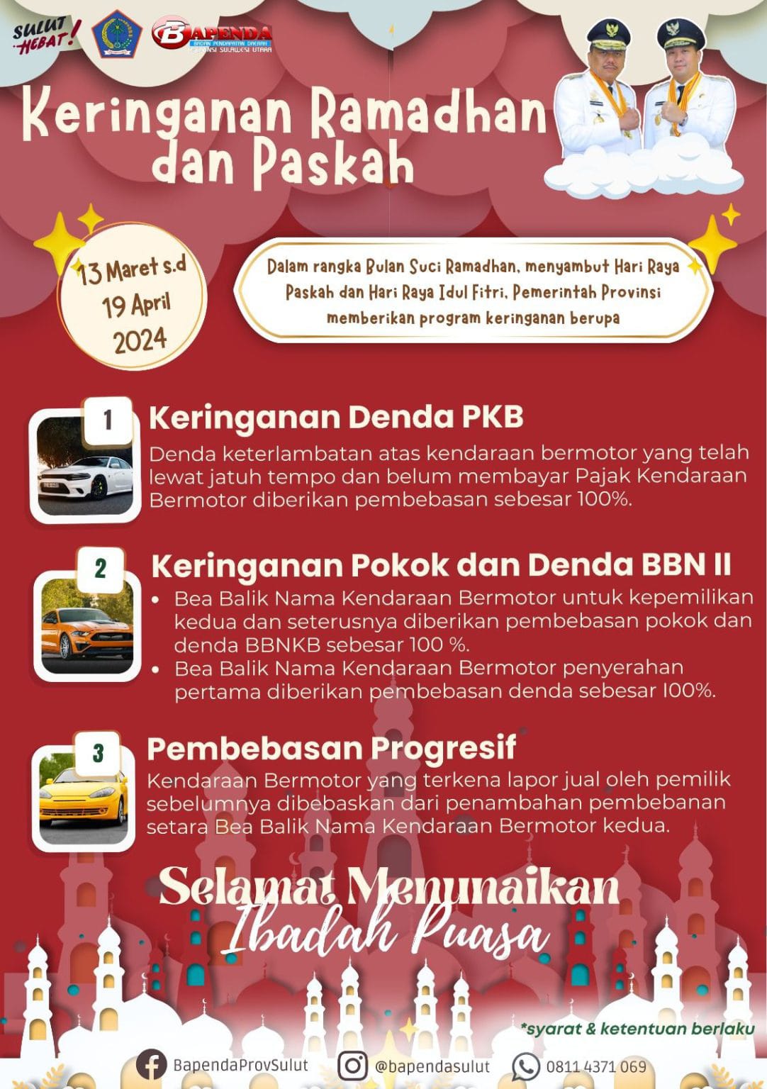 Sambut Paskah dan Idul Fitri, OD-SK Luncurkan Program Keringanan Pajak Bermotor