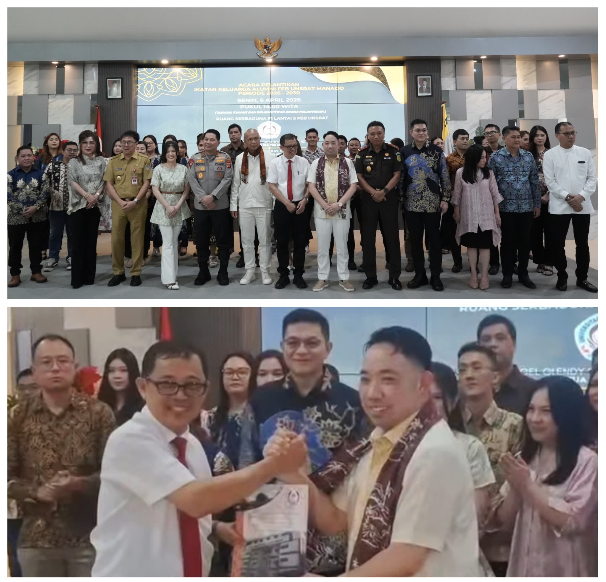 Kejagung RI Hingga Komisaris PT Pertagas Tuturkan Sambutan, Rektor Lantik Enggel Sahanggamu Ketua IKA FEB Unsrat dan Ini Pengurusnya