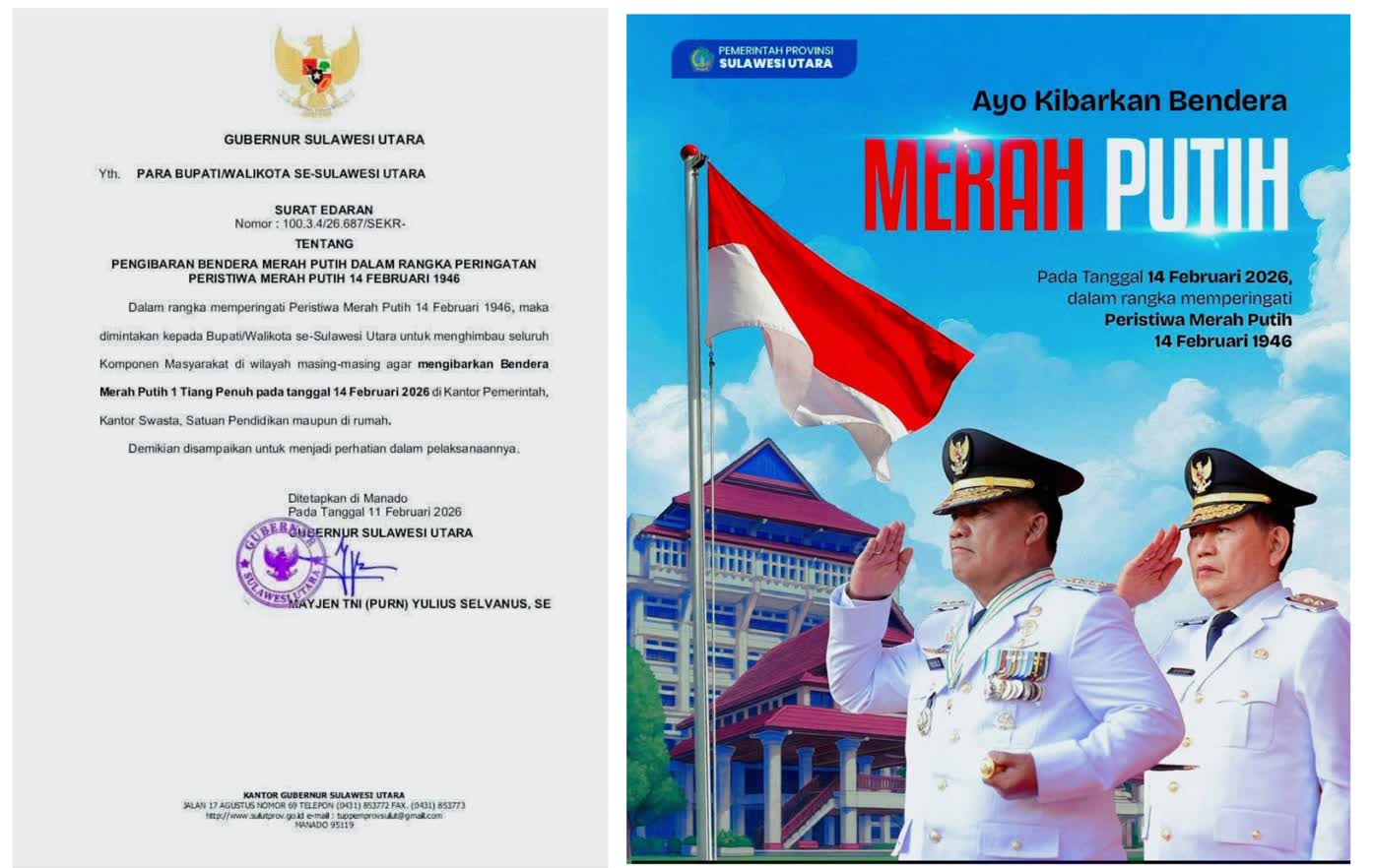Gubernur Yulius Tinjau Kesiapan Peringatan Merah-Putih, Pengibaran Bendera 1 Tiang Penuh Dikeluarkan Surat