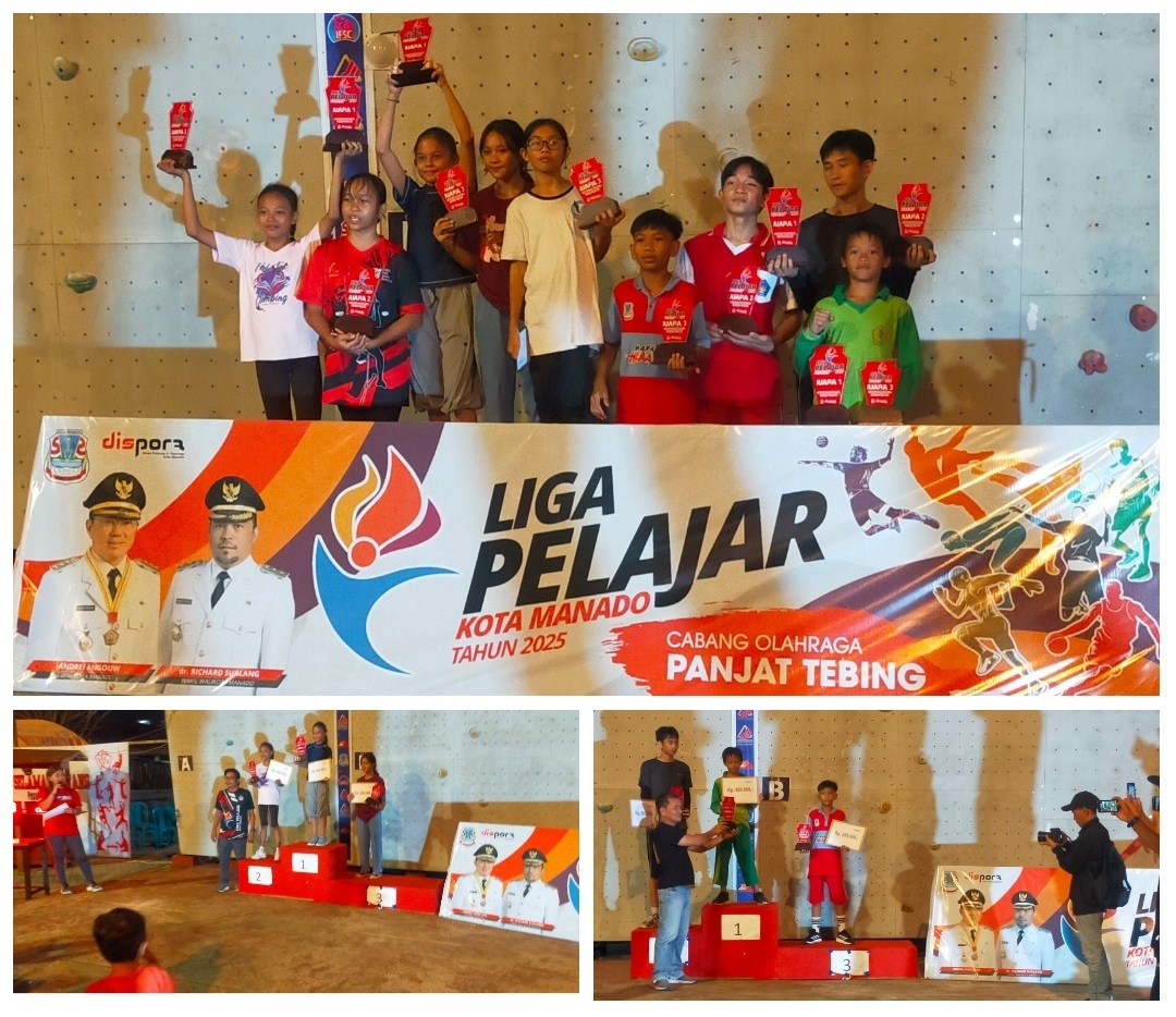 Ini Pemenang Cabor Panjat Tebing di Liga Pelajar Manado 2025 