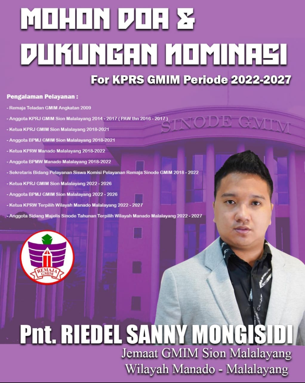 Ada Riedel Sanny Mongisidi, Nominasi KPRS GMIM ‘Banjir’ Kader