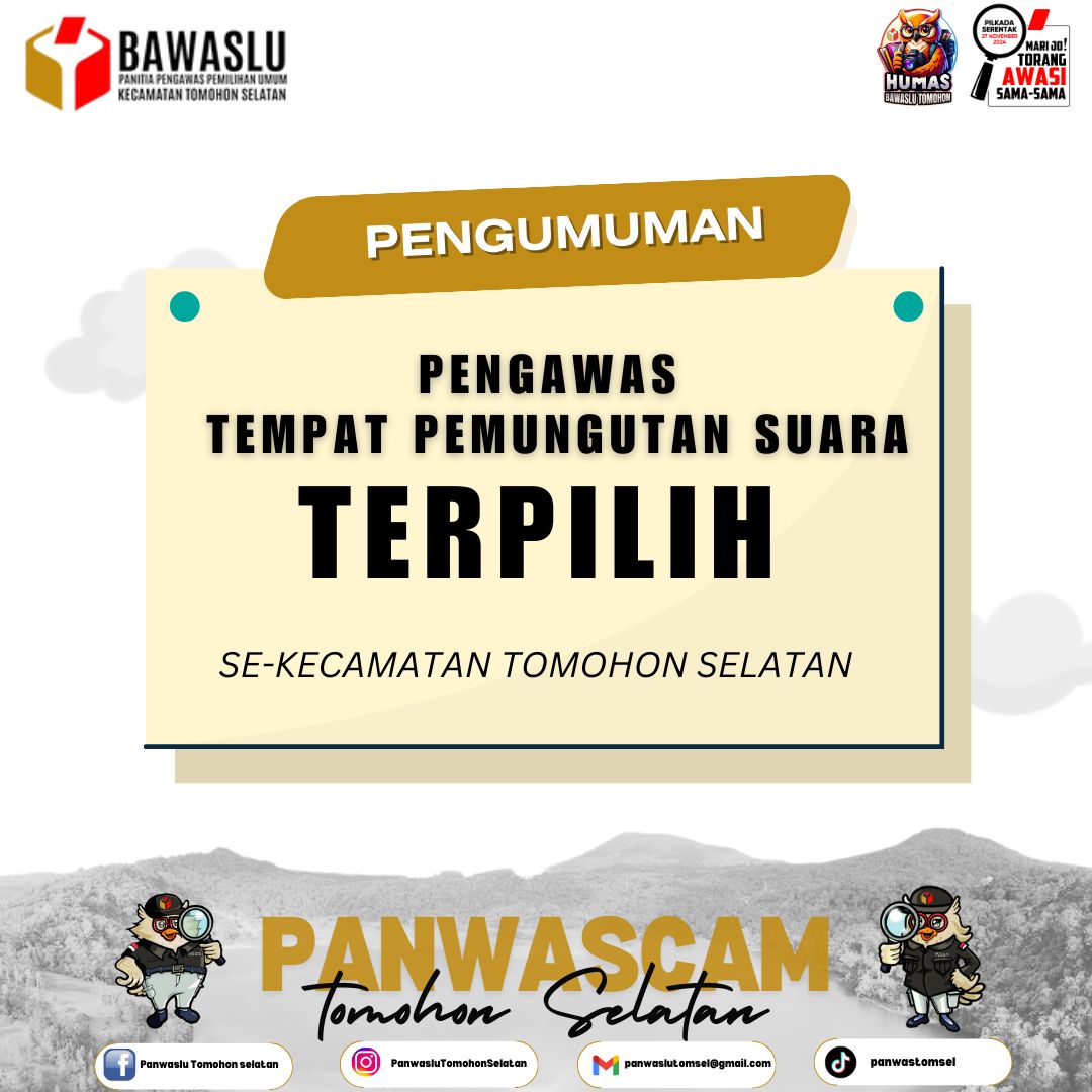 Cek Disini Hasil Pengumuman PTPS Terpilih Tomohon Selatan 