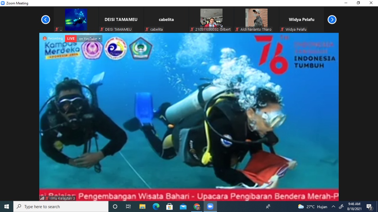 FPIK Unsrat  Sukses Gelar  Pengibaran Bendera dari Dasar Laut
