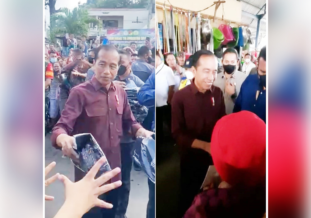 Kunjungan Keempat di Manado, Jokowi Bagikan Bantuan di Pasar Karombasan