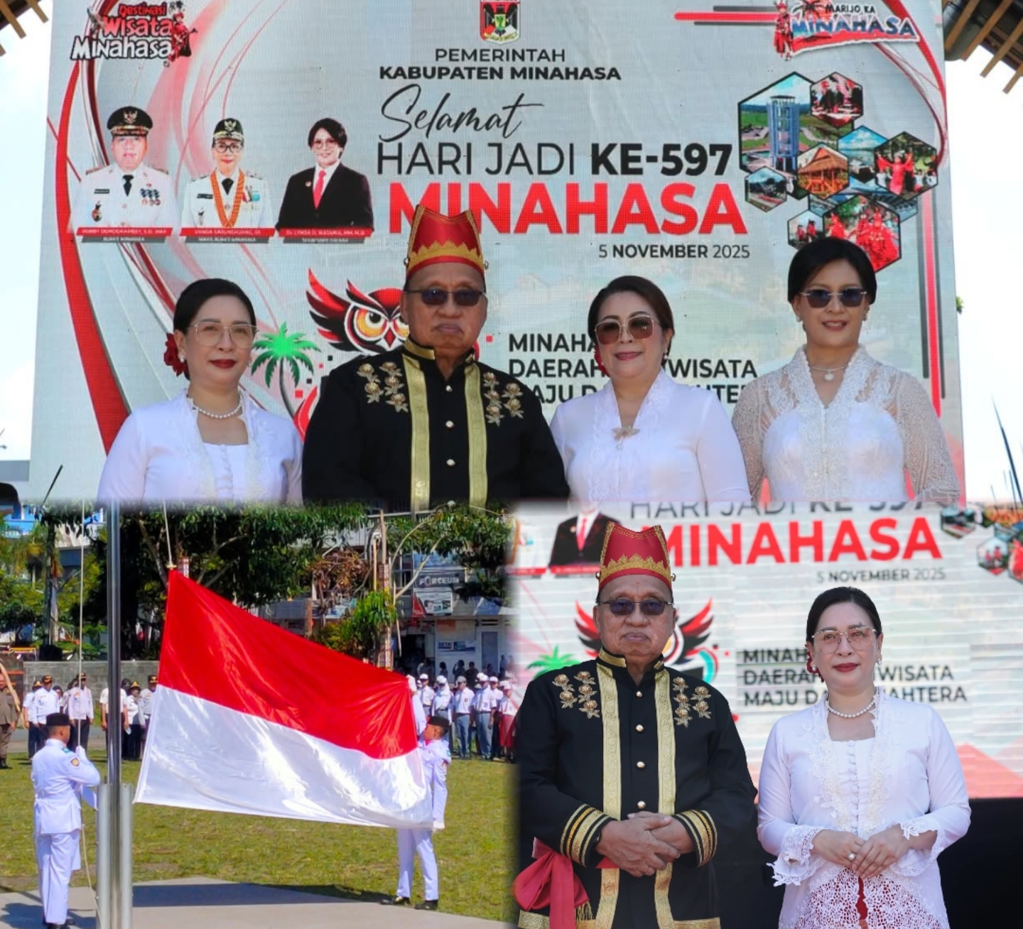 Bupati RD dan Wabup Vasung Hadiri Upacara HUT Minahasa ke-597