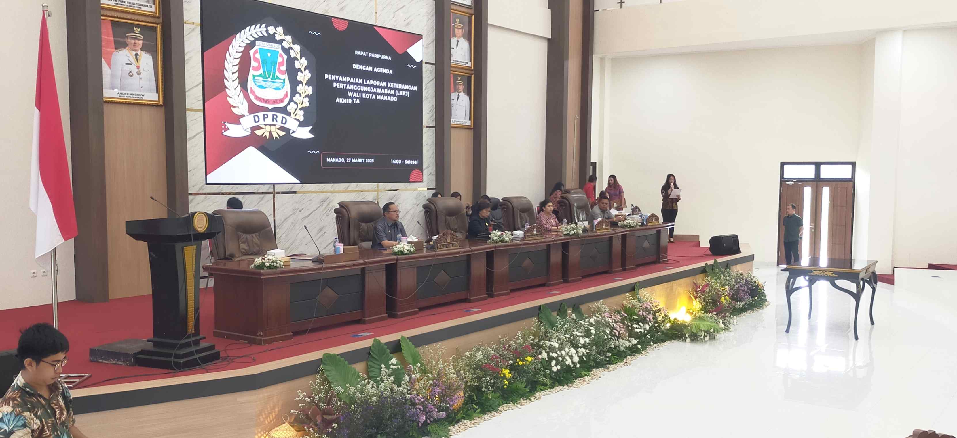 Dibacakan Wawali, Paripurna DPRD Manado Dengarkan LKPJ Walikota Tahun Anggaran 2024