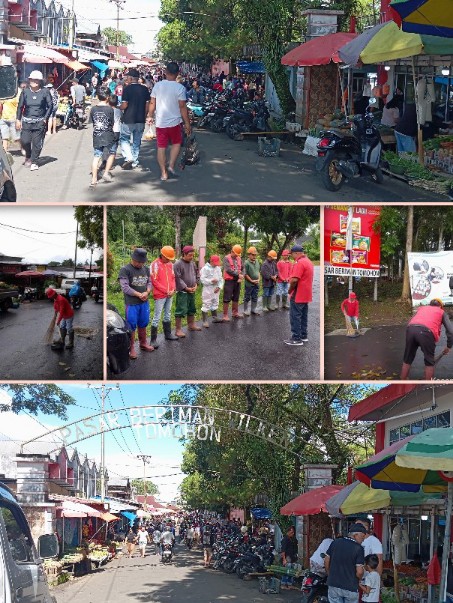 Pedagang Pasar Beriman Support Aksi Bersih Lingkungan oleh Personil PD Pasar
