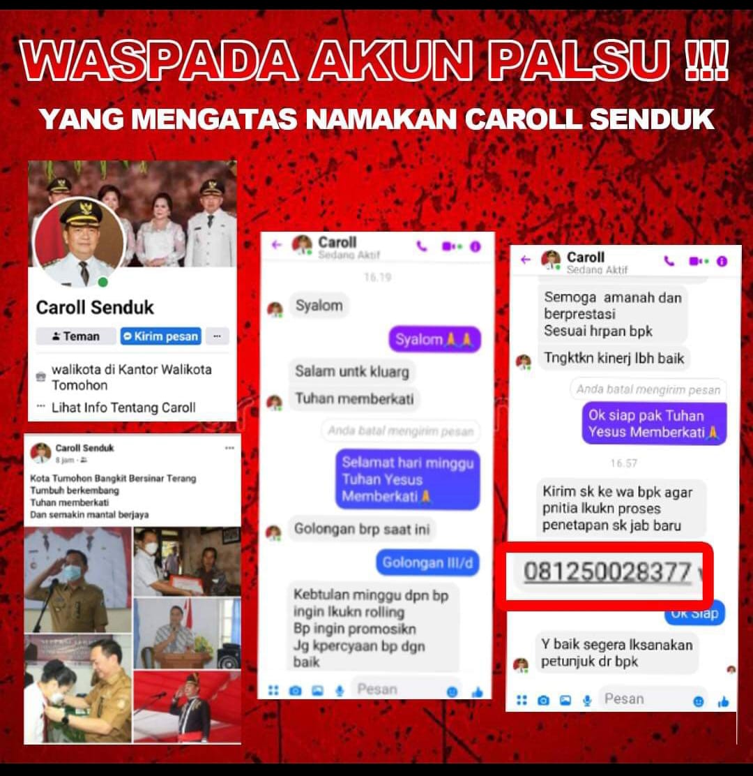 Akun Palsu Walikota Tomohon Beraksi, Simak Tanggapan Kapolres Arian