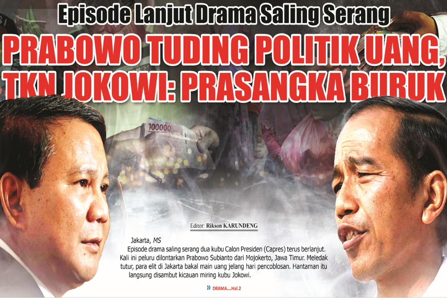 PRABOWO TUDING POLITIK UANG, TKN JOKOWI: PRASANGKA BURUK