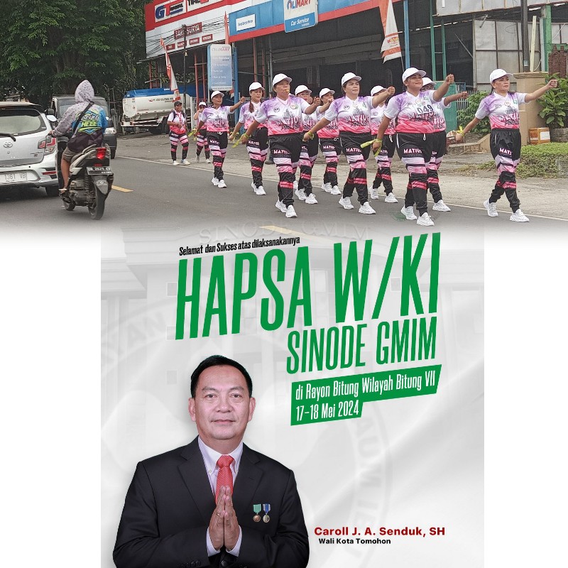 Walikota Tomohon Caroll Senduk: Selamat atas Pelaksanaan Hapsa WKI Sinode GMIM 2024