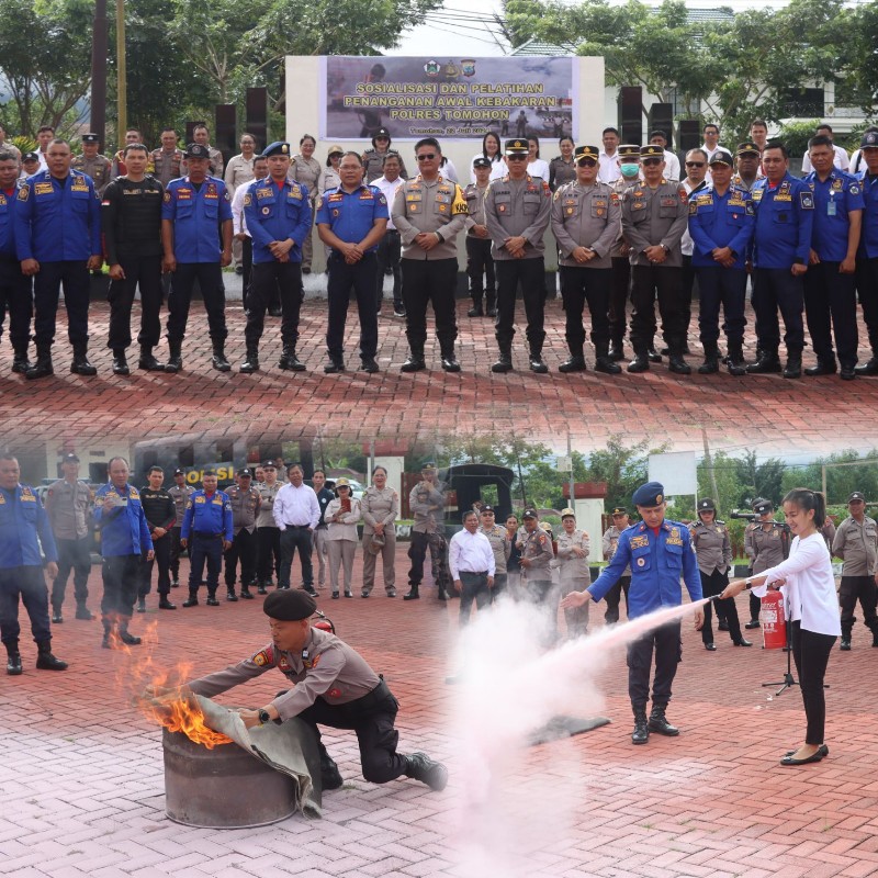 Polres Tomohon Gelar Simulasi Penanganan Kebakaran
