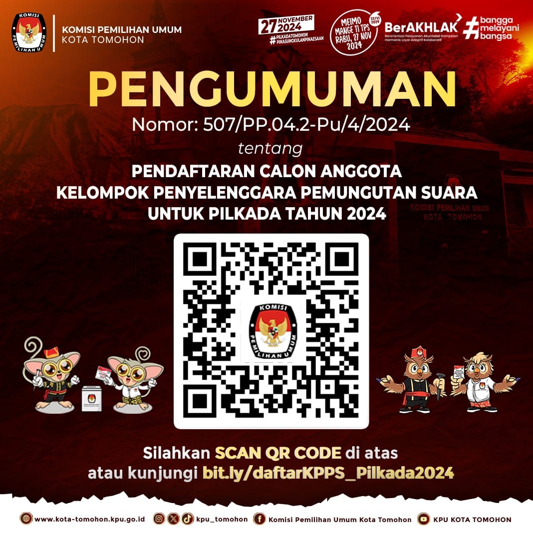 Ayo bergabung, KPU Kota Tomohon Buka Pendaftaran KPPS, Berikut Syaratnya... 
