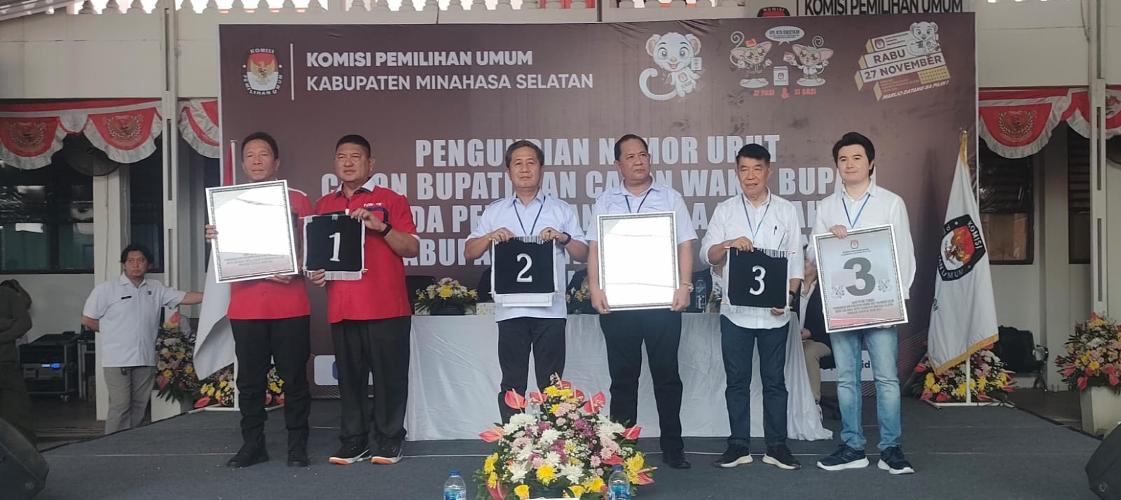Sudah Diundi, Ini Nomor Urut Tiga Paslon di Pilkada Minsel