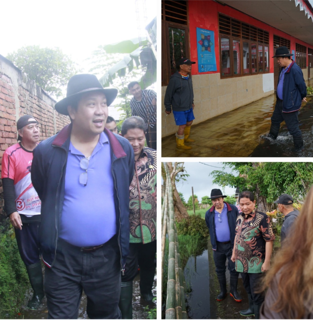 Wagub Kandouw Tinjau dan Bantu Korban Banjir di Roong Tondano
