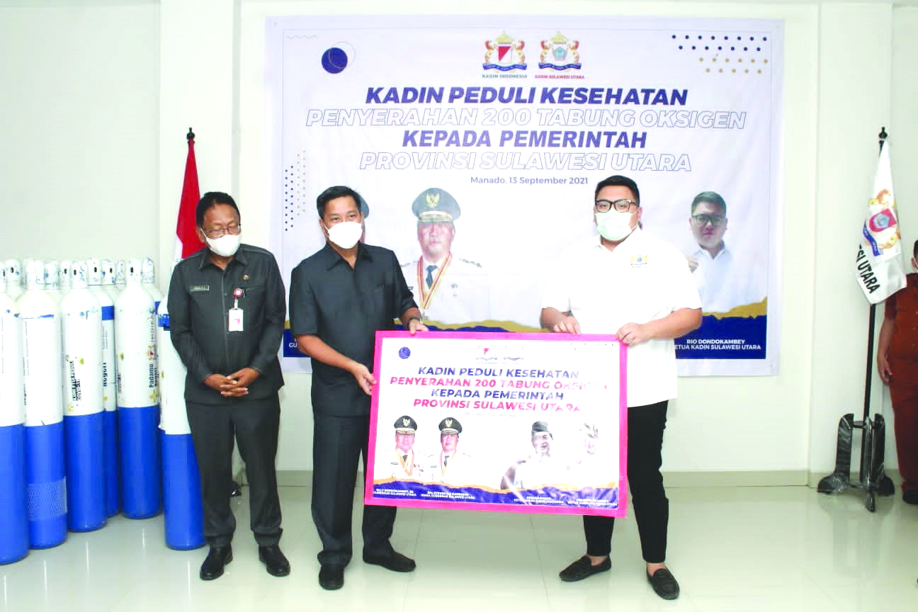 KADIN Sulut Serahkan Bantuan 200 Tabung Oksigen