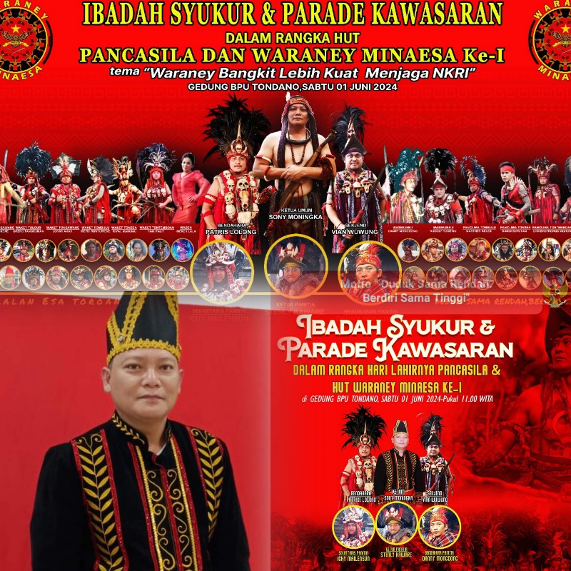 Waraney Minaesa Rayakan Hari Lahir Pancasila dengan Ibadah Syukur dan Parade Kawasaran di Tondano