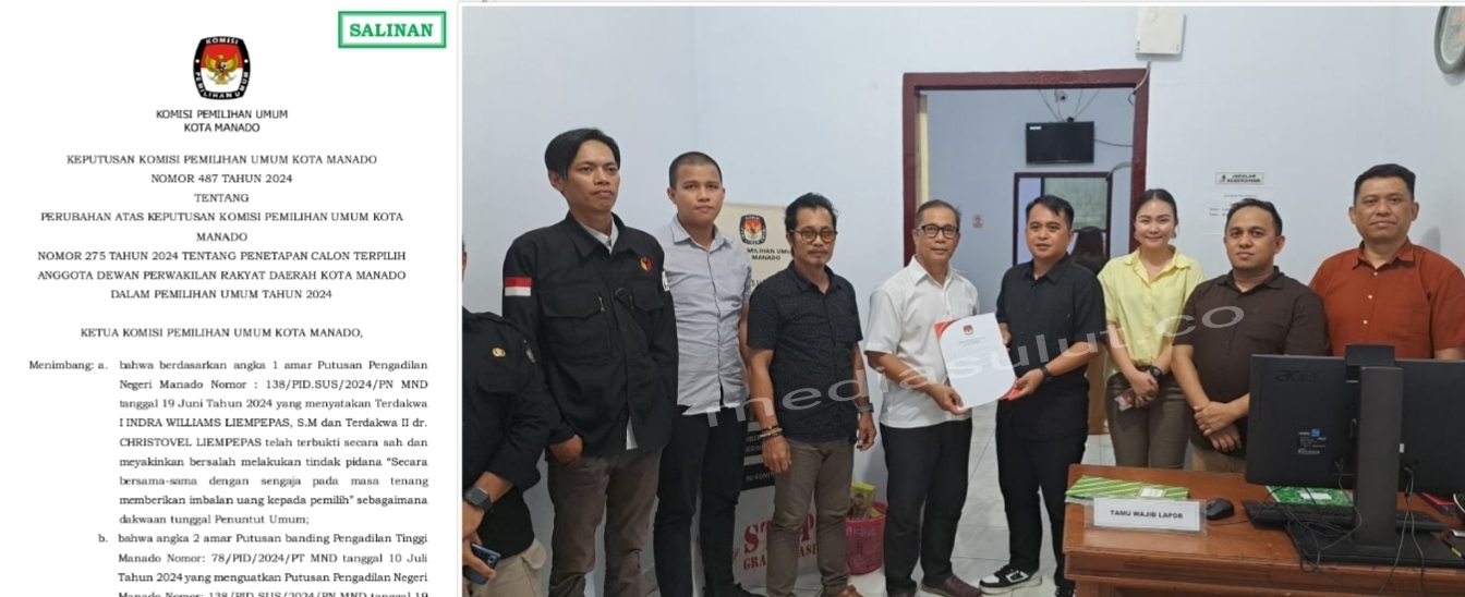 Formasi Legislator DPRD Manado Dikabarkan Berubah, Dumias Gantikan Liempepas Dirujukan SK dari KPU 
