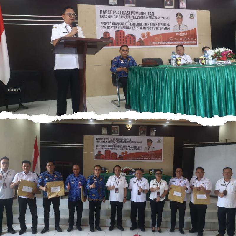 Sekda Kota Tomohon Hadiri Rapat Evaluasi PBB-P2 dan Serahkan SPPT Tahun 2024
