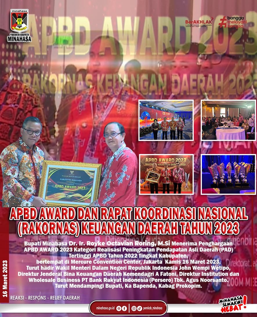 Realisasi PAD Tertinggi, Minahasa Raih APBD Award 2023