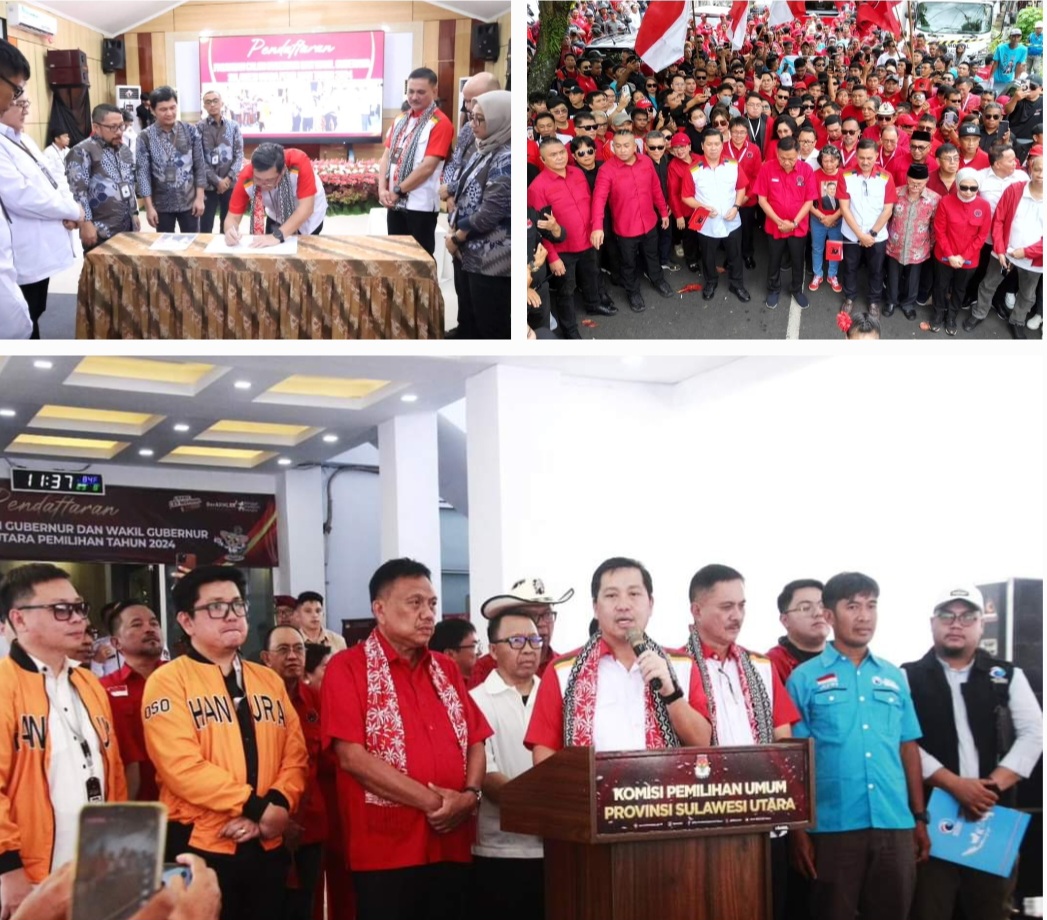 Menyala, Olly Hentar Steven Kandouw-Alfred Tuejeh Mendaftar di KPU Sulut