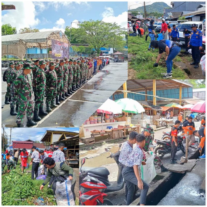 Warga Apresiasi Aksi Bersih-Bersih di Pasar Beriman Tomohon dalam Rangka HUT TNI ke-79